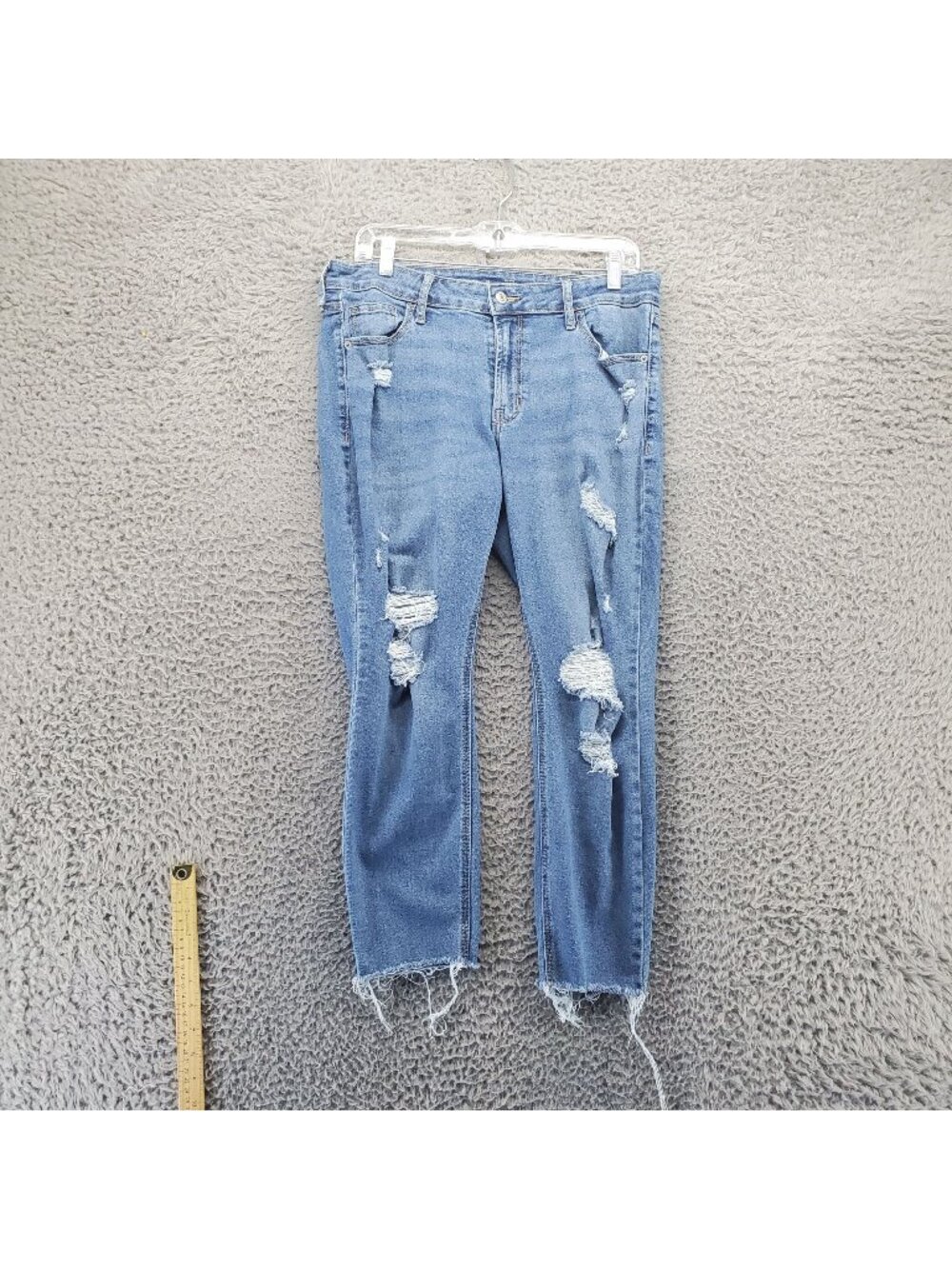 Old Navy Jeans Womens 12 Short Blue Rockstar Super Skinny Ripped Distressed